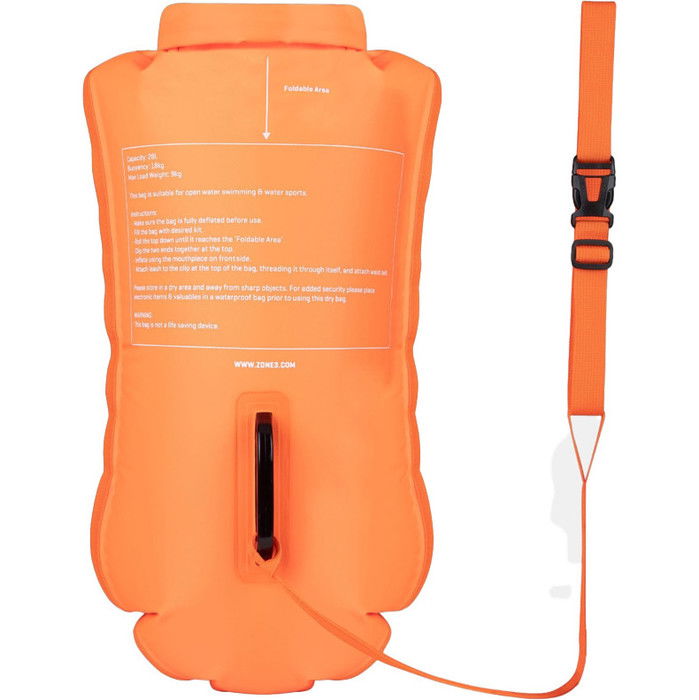 2024 Zone3 Recycled 2 LED Licht 28L Rucksack Schwimmen Sicherheit Boje & Dry Tasche SA23R2LBP113 - Hi-Vis Orange